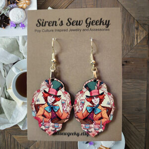 Mad Hatter Nouveau Floral Tea Party Alice in Wonderland Earrings Disney